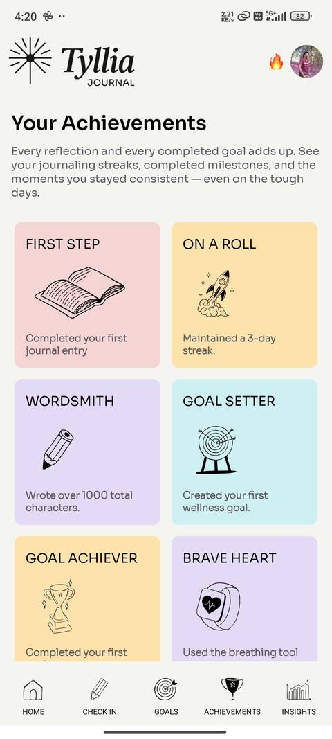 Tyllia achievements and streaks